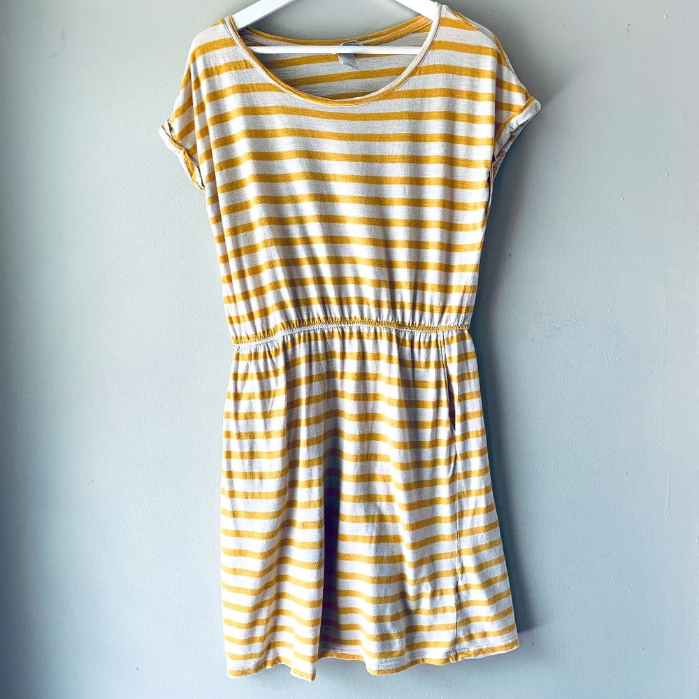 🇪🇸 ZARA jersey summer dress yellow stripes size M